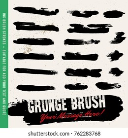 Black ink brush strokes, brushes, lines set. Dirty artistic design elements. Isolated artwork object. Suitable for and any print media need.