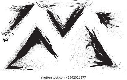 Black ink brush strokes creative abstract set icons	