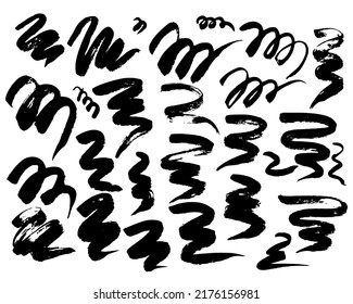 Black Ink Brush Strokes. Dirty design elements. Vector illustration