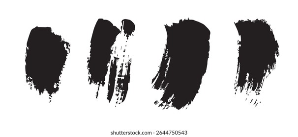 Black Ink Brush Strokes Grunge Texture Background.