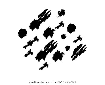 Black ink brush strokes with splatter texture and artistic grunge background perfect for abstract design, edgy posters, and creative visual projects