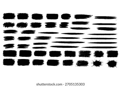 Pinceladas de tinta negra y salpicaduras de Vector