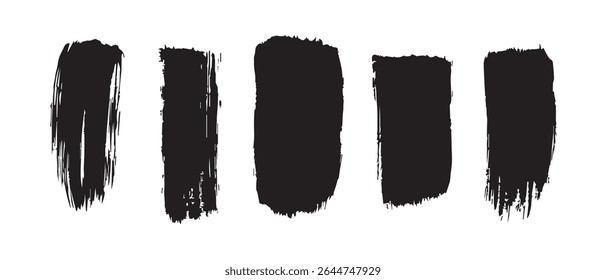 Black Ink Brush Strokes Texture Grunge Background.