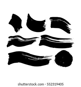 Black Ink Brush Strokes. Vector Illustration of Grunge Paint Stain.