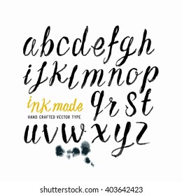 Black Ink Brush Vector Letters. 