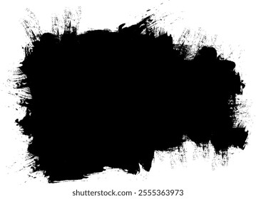 black ink brushed banner label painting artistic graphic element abstract background
