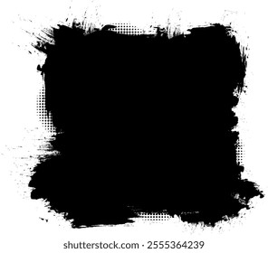 black ink brushed painting blank space banner label artistic grunge graphic abstract background