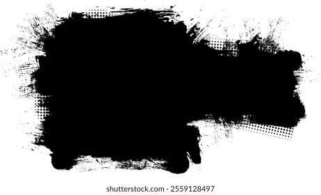 black ink brushed painting blank banner label grunge graphic element