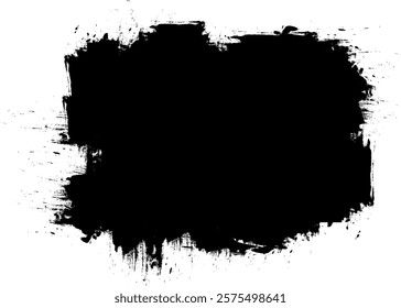 black ink brushed painting blank banner label artistic grunge graphic element