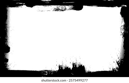 black ink brushed painting blank space frame border picture graphic element