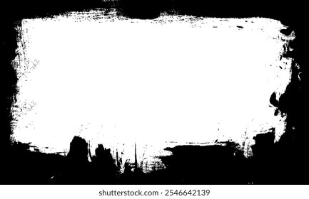 black ink brushed painting frame border grunge graphic element