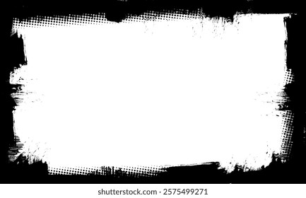 black ink brushed painting space blank banner label frame border picture artistic abstract background