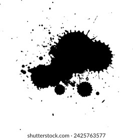 tinta negra cepillado pintura salpicadura sobre fondo blanco.