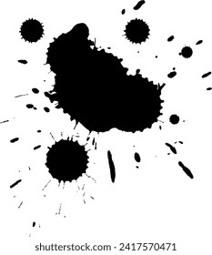 black ink brushed splash splatter on white background