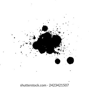 black ink brushed splash splatter on white background