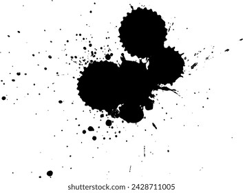 black ink brushed splash splatter on white background