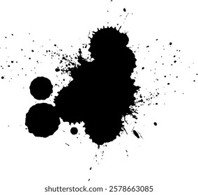 black ink brushed splash splatter artistic grunge graphic element