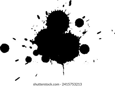 salpicaduras de tinta negra con salpicaduras en fondo blanco