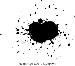 black ink brushed stroke splash splatter on white background
