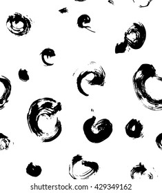 Black Ink calligraphy brush paint circles
