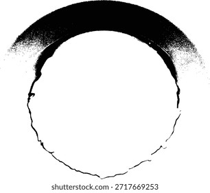 Círculo de tinta negra creado con una pincelada, el estilo de la obra de arte es minimalista y evoca una sensación de tranquilidad. 