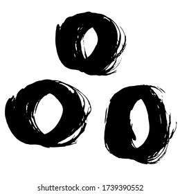 Black ink circles, vector illustration. Hand drown by brush.