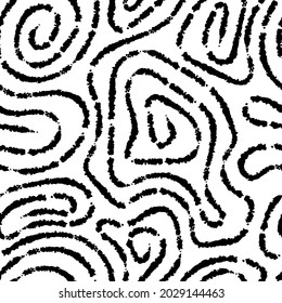 Schwarze, rosafarbene, gewölbte Bindestriche einzeln auf weißem Hintergrund. Streifen monochrome geometrische nahtlose Muster. Vektorgrafik einfache flache, handgezeichnete Illustration. Textur.