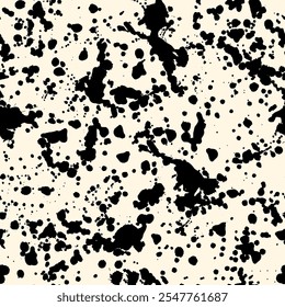 Black Ink Decorative seamless pattern. Repeating background. Tileable wallpaper print.