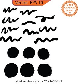 Black ink design element, grunge brush strokes