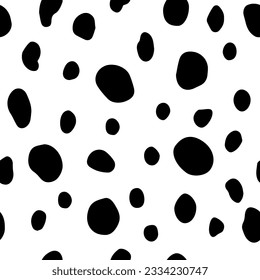 Black ink doodle. Funky dots seamless pattern. Hand drawn design for various prints and overlays. Swatches on white and transparent background included