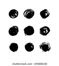 Black ink dots on white background. Vector Ink illustration.