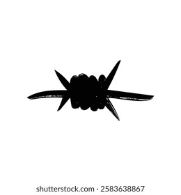 Black Ink Drawing of Barbed Wire
