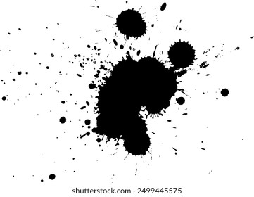 Salpicadura de salpicadura de dibujo de tinta negra sobre fondo blanco
