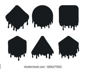Black ink dripping from geometric shape shadow frame.