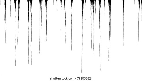 Black Ink Dripping Streaks - Vector Grunge Illustration  
