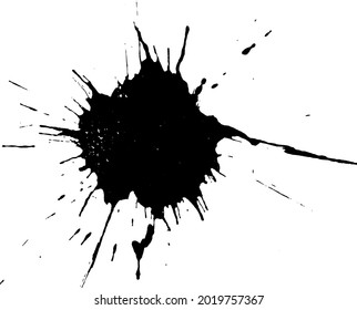 Black Ink drop on white background. Round, ragged inkblot slowly spreads out from the center. Blob vector illustration.