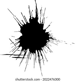 Black Ink drop on white background. Round, ragged inkblot slowly spreads out from the center. Blob vector illustration.