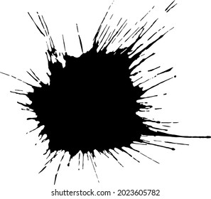 Black Ink drop on white background. Round, ragged inkblot slowly spreads out from the center. Blob vector illustration.