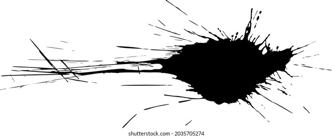 Black Ink drop on white background. Round, ragged inkblot slowly spreads out from the center. Blob vector illustration.