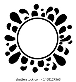 black ink drop splash and the white circle for copy space, ink black blob and white space for banner background, water splash or blob black for element banner, water drop splatter simple for graphic