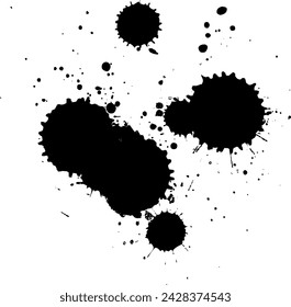 black ink drop splatter splash on white background