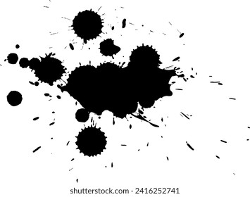 tinta negra soltó salpicadura de salpicadura en el estilo gráfico de grunge sobre fondo blanco