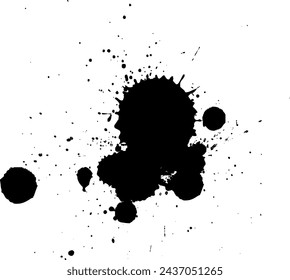 tinta negra salpicadura caída de la tinta negra sobre fondo blanco