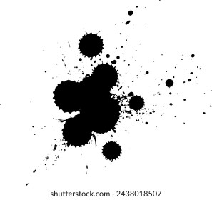 Schwarze Tinte Tropfenspritzer auf weißem Hintergrund
