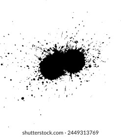 tinta negra salpicadura caída de la tinta negra sobre fondo blanco