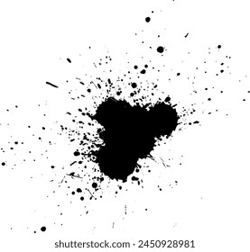 tinta negra salpicadura caída de la tinta negra sobre fondo blanco