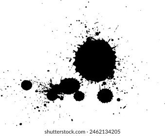 black ink dropped splash splatter grunge graphic element design