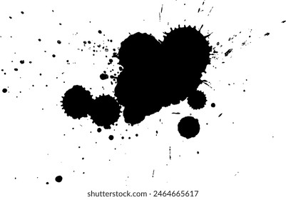 tinta negra salpicadura caída de la tinta negra sobre fondo blanco