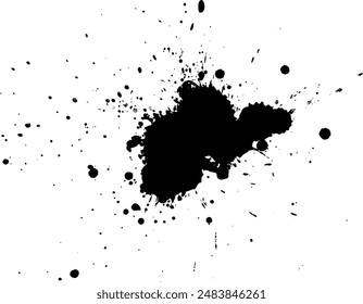 Schwarze Tinte Tropfenspritzer auf weißem Hintergrund Vektorgrafik