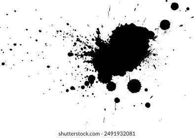 tinta negra salpicadura caída grunge elemento gráfico sobre fondo blanco
